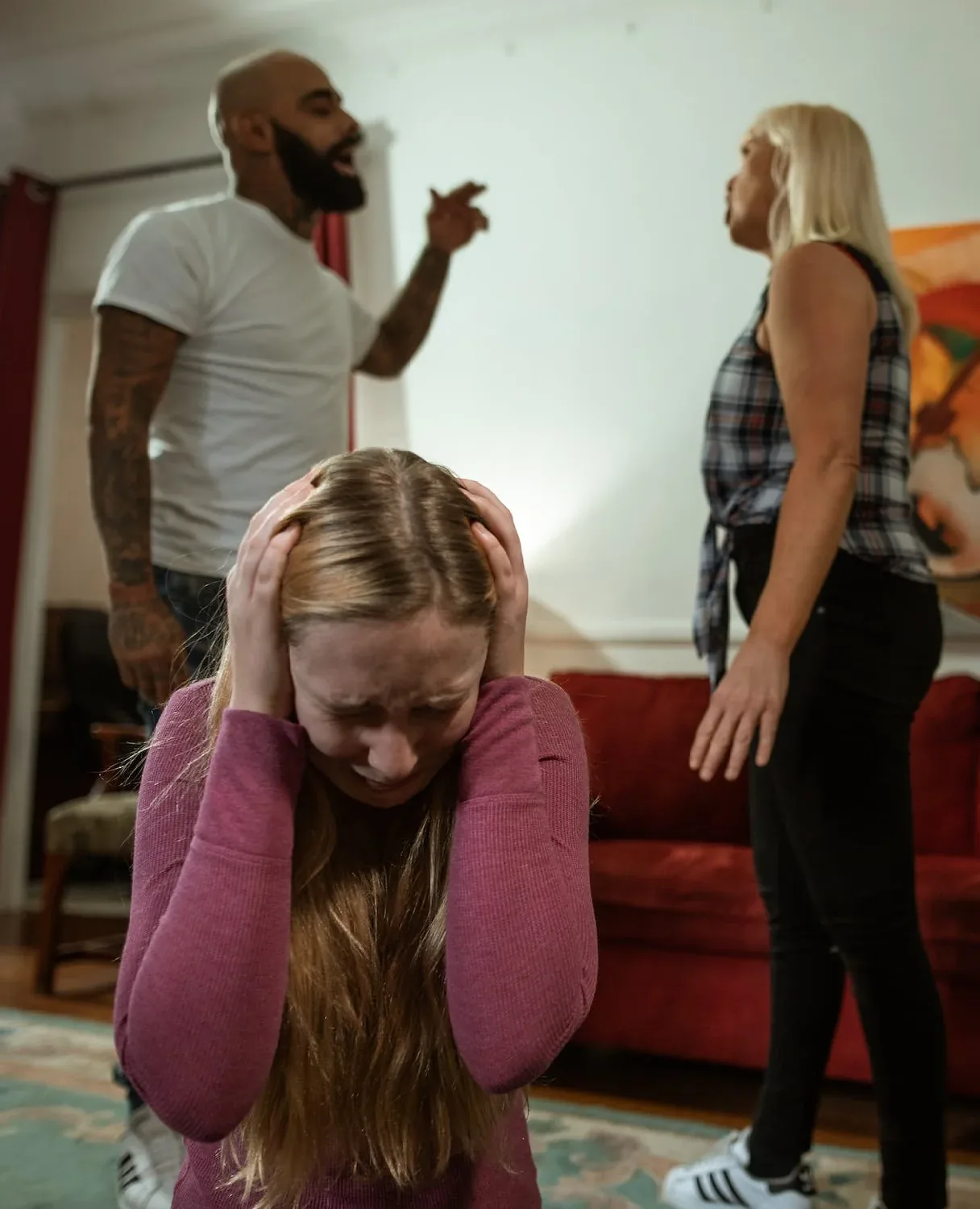 Family in a difficult conversation